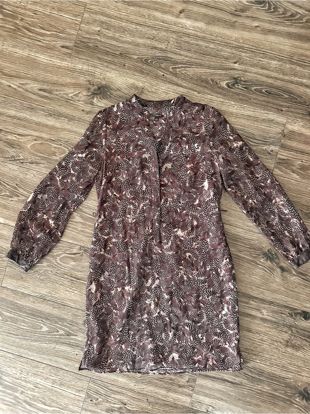 Ann Taylor Mauve Print Long Sleeve Dress